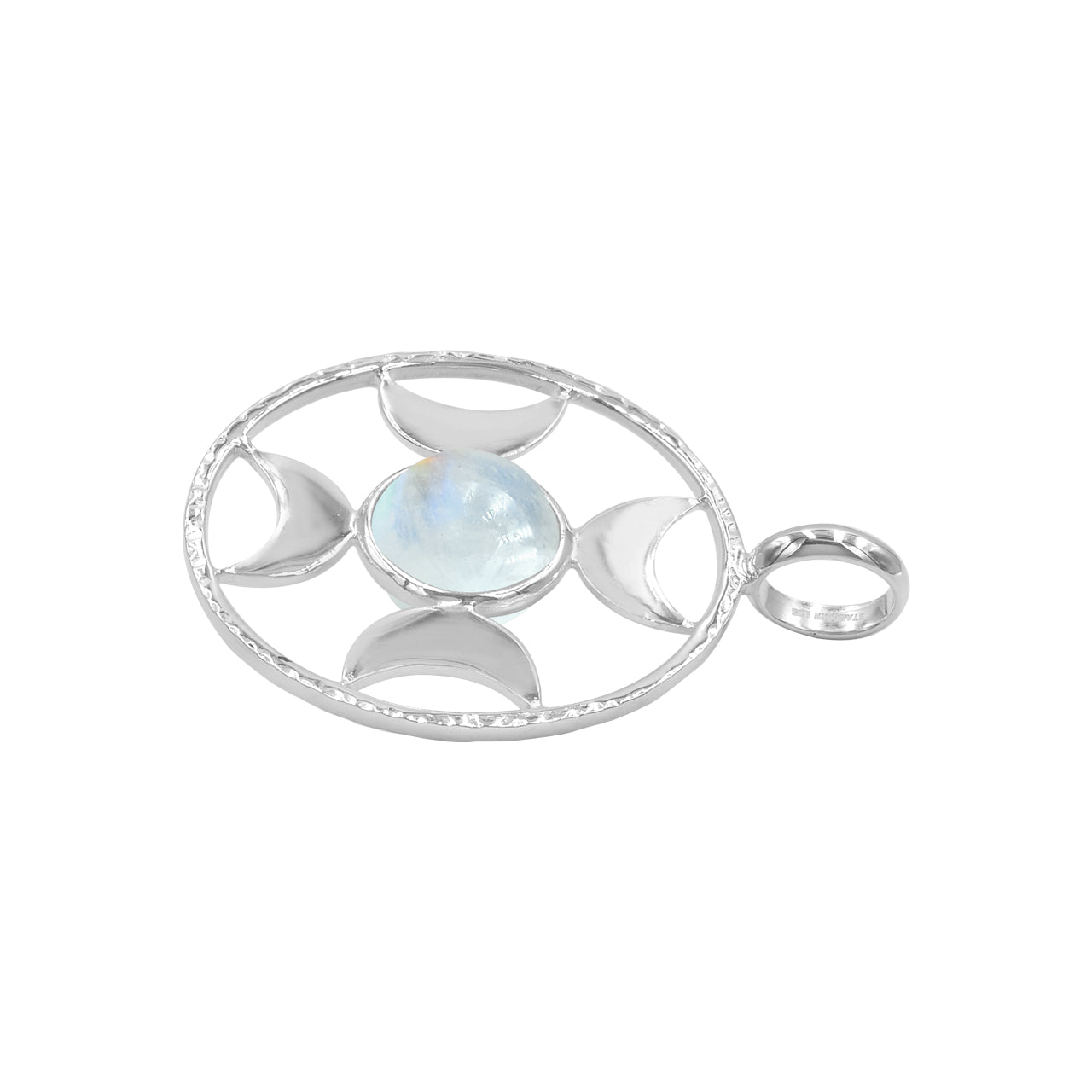Starborn Sphere Gemstones Directional Crescent Moon Pendant in Sterling Silver - Large