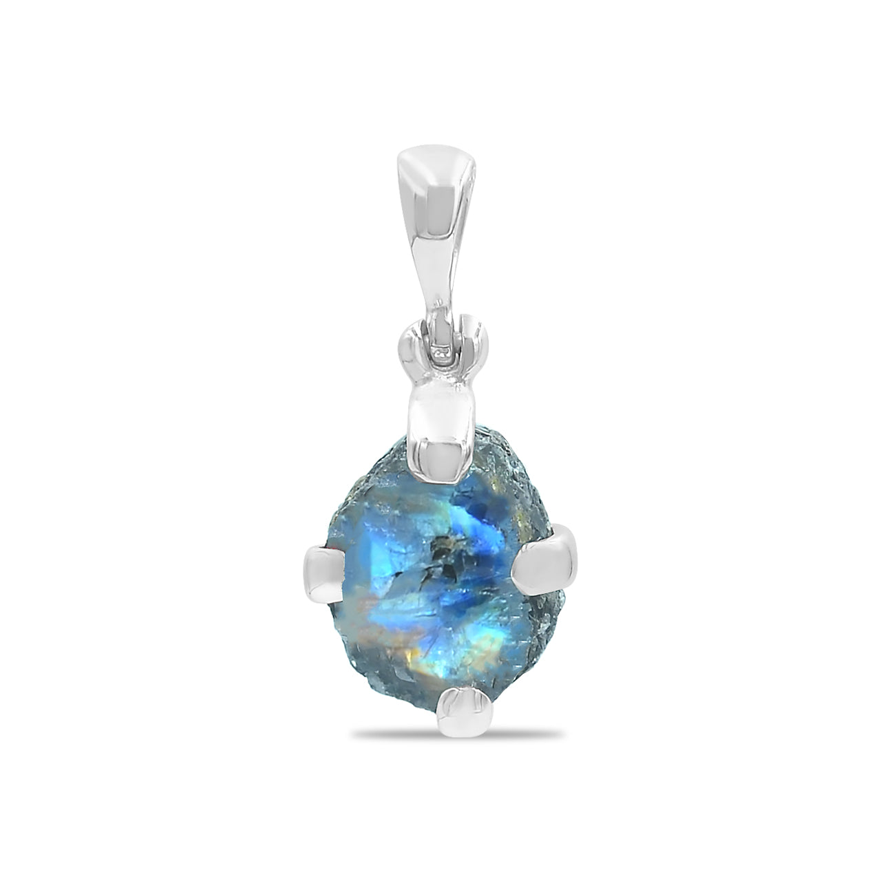 Starborn Rough Rainbow Moonstone Pendant in Sterling Silver