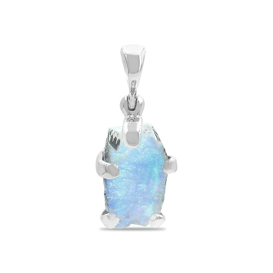 Starborn Rough Rainbow Moonstone Pendant in Sterling Silver