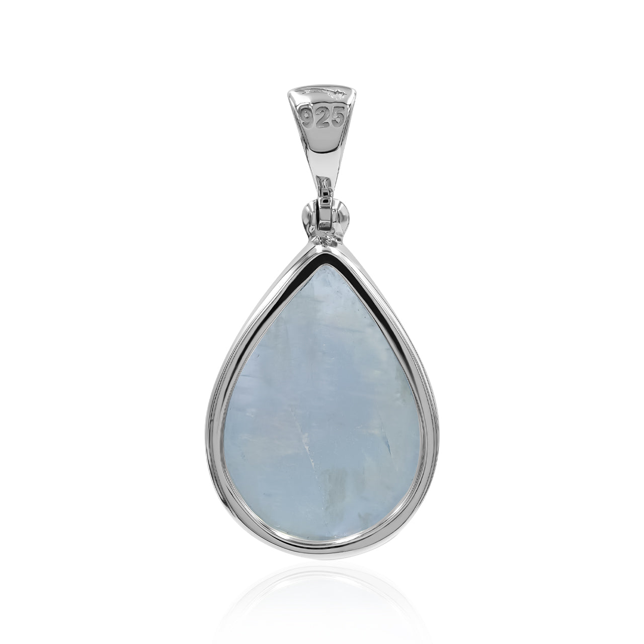 Starborn Rainbow Moonstone Pear Pendant in Fine Sterling Silver