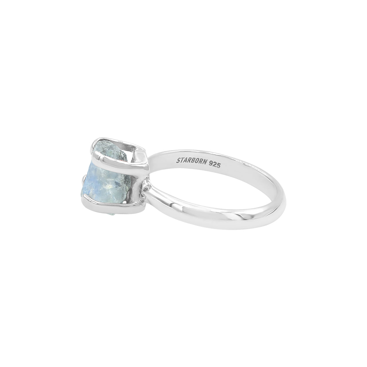 Starborn Rainbow Moonstone Prong Set Ring in Sterling Silver