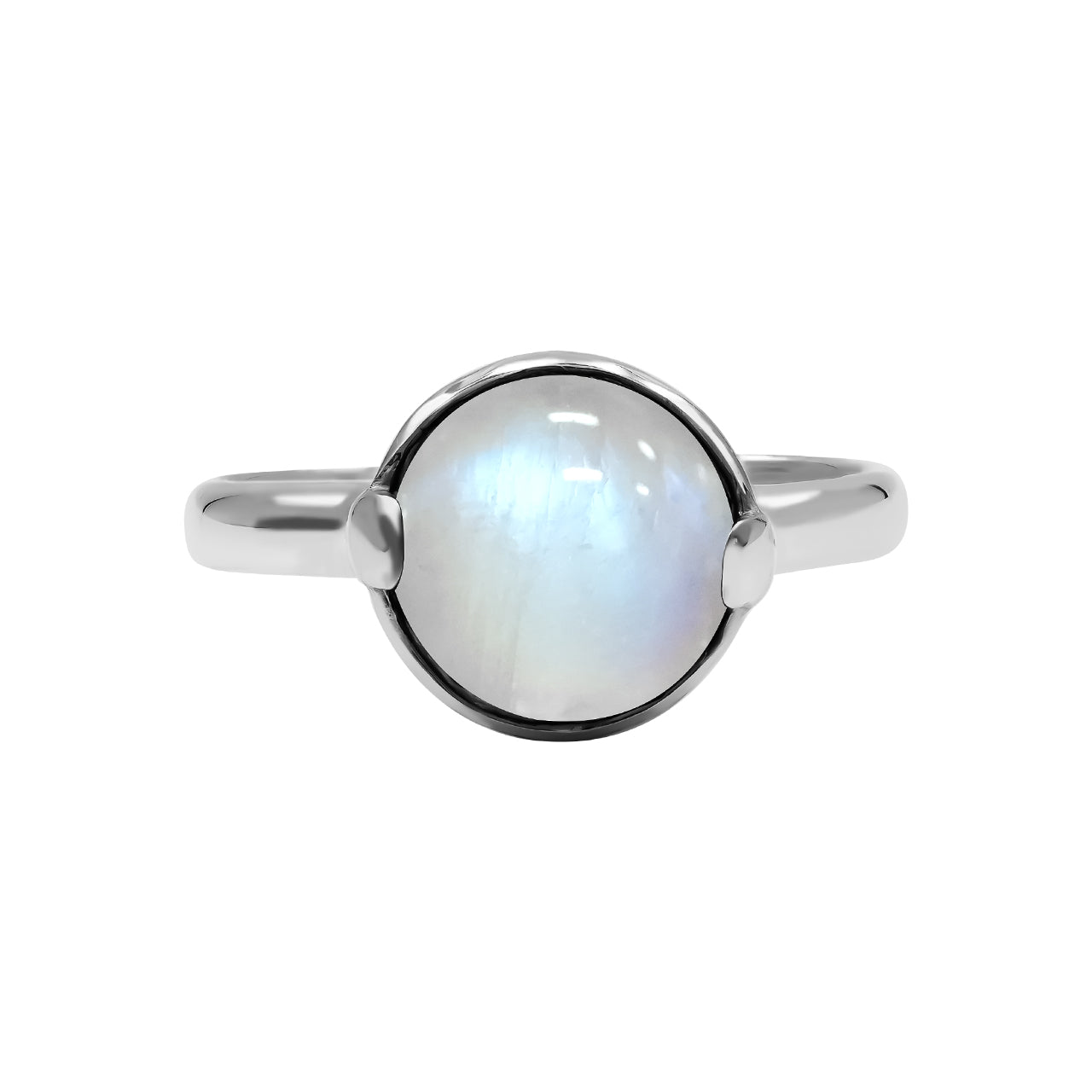 Starborn Rainbow Moonstone Sphere Ring in Sterling Silver