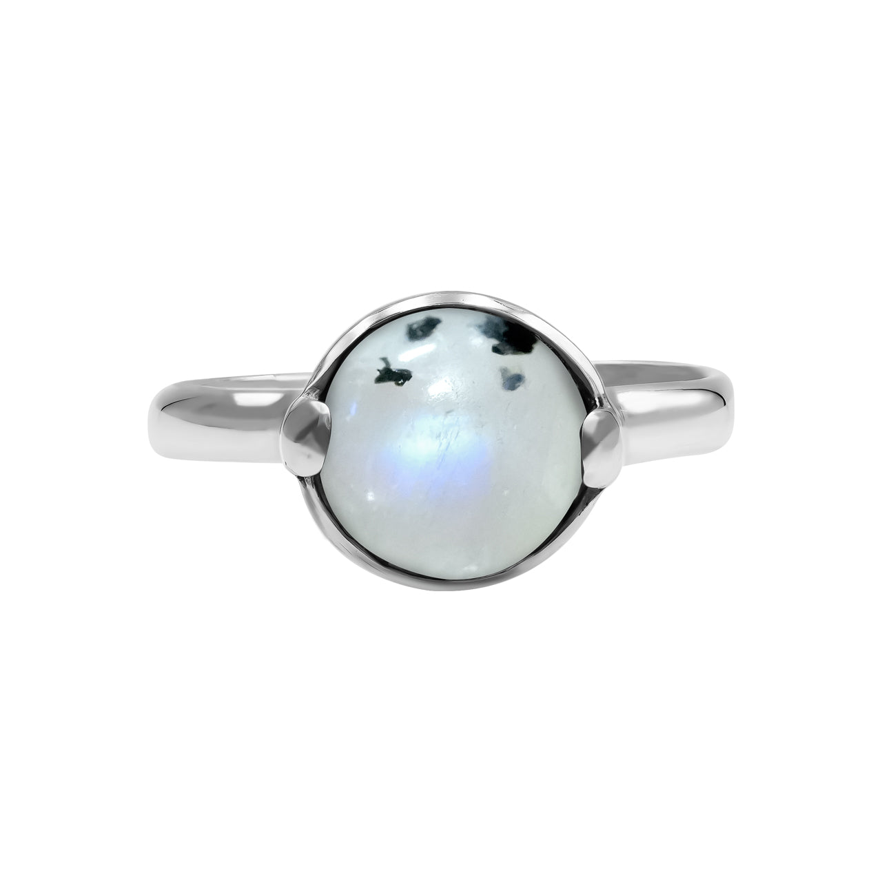 Starborn Rainbow Moonstone Sphere Ring in Sterling Silver