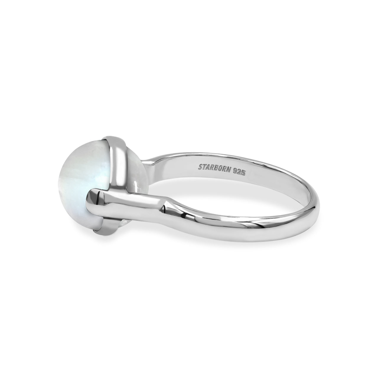 Starborn Rainbow Moonstone Sphere Ring in Sterling Silver