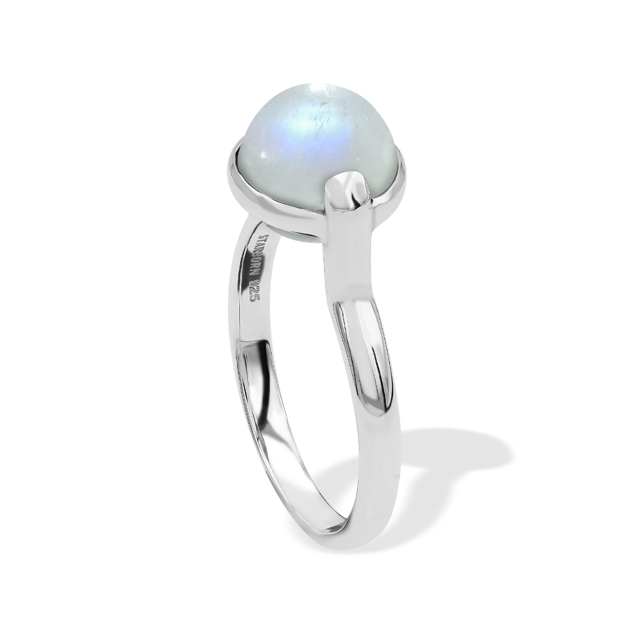 Starborn Rainbow Moonstone Sphere Ring in Sterling Silver