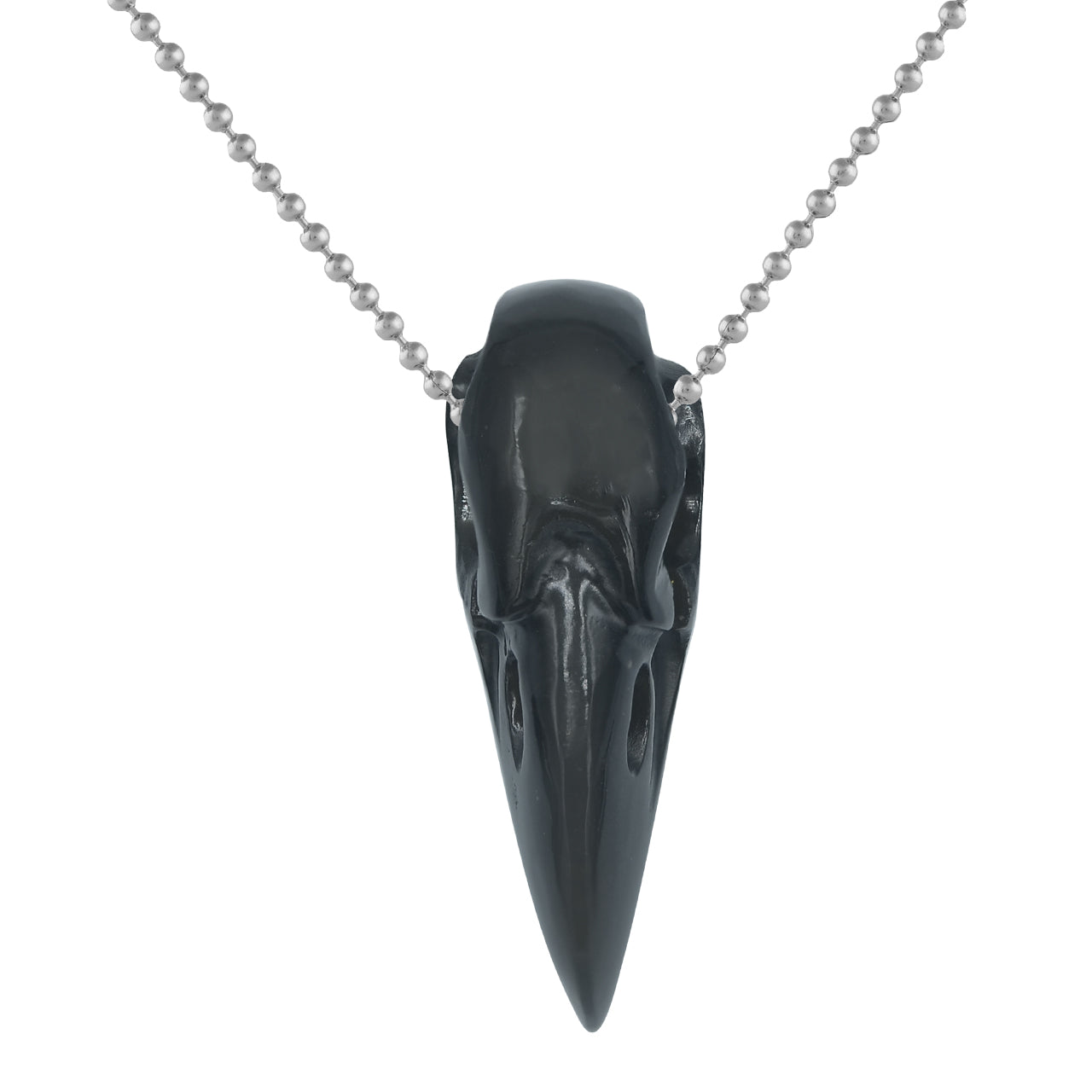 Starborn Rainbow Obsidian Raven Skull Pendant Necklace
