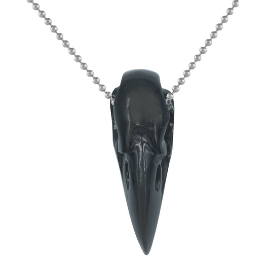 Starborn Rainbow Obsidian Raven Skull Pendant Necklace