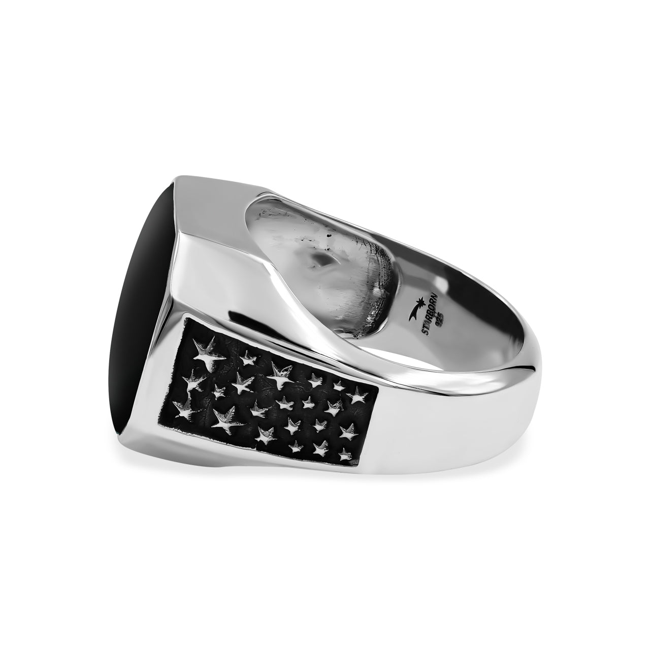 Starborn Rainbow Obsidian Octagon Signet Men's Ring in Sterling Silver