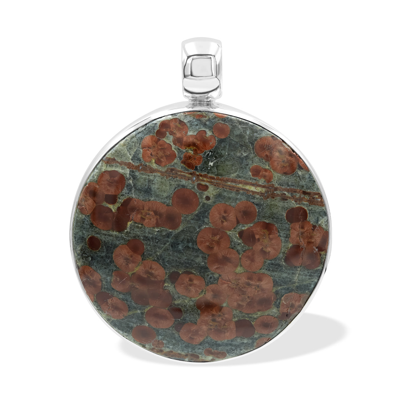 Starborn Red Planet Obsidian Round Pendant in Sterling Silver