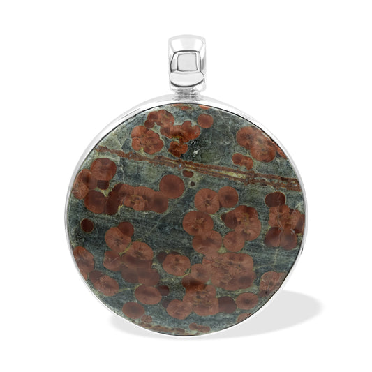 Starborn Red Planet Obsidian Round Pendant in Sterling Silver