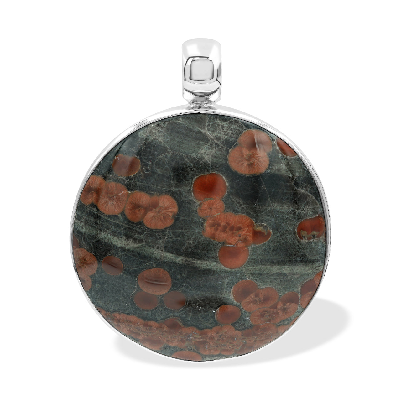 Starborn Red Planet Obsidian Round Pendant in Sterling Silver
