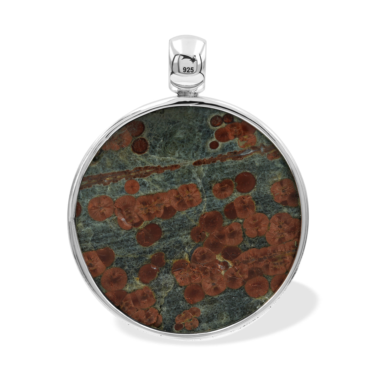 Starborn Red Planet Obsidian Round Pendant in Sterling Silver