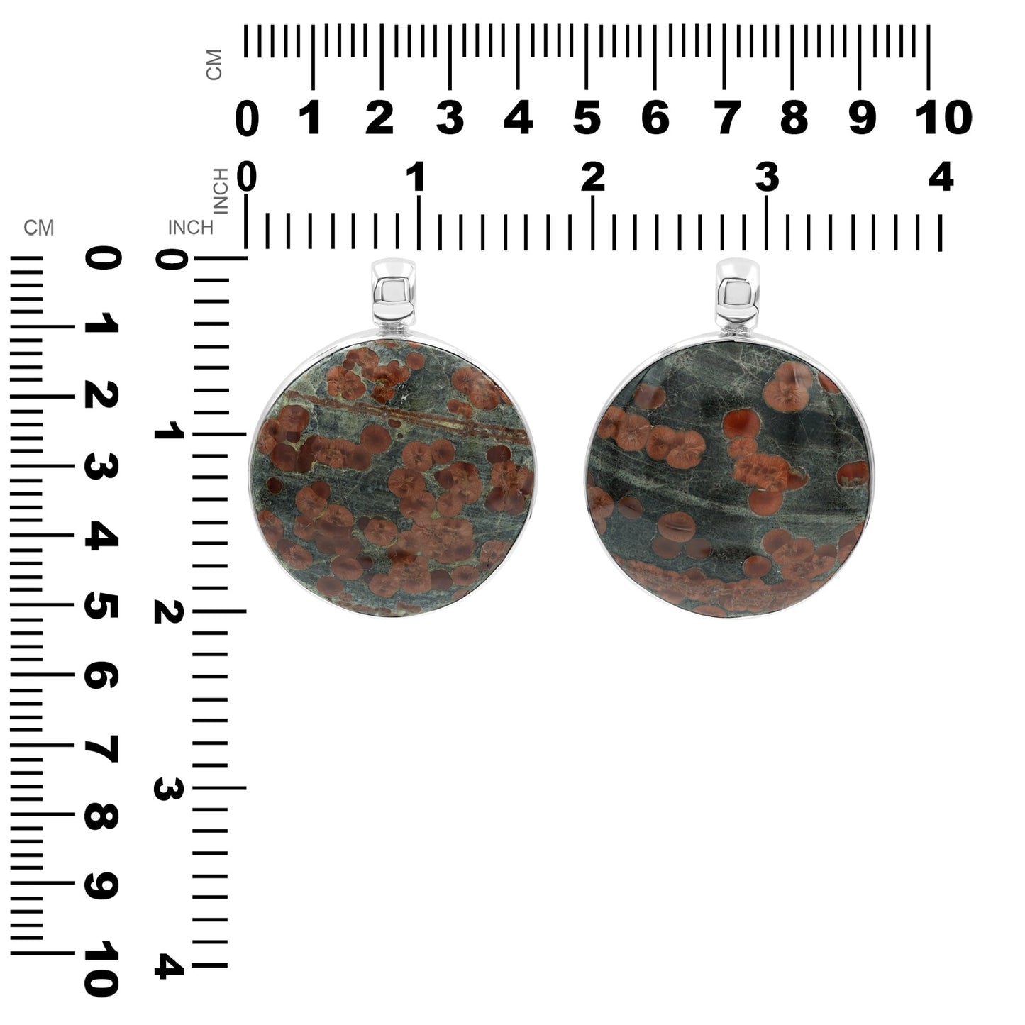 Starborn Red Planet Obsidian Round Pendant in Sterling Silver