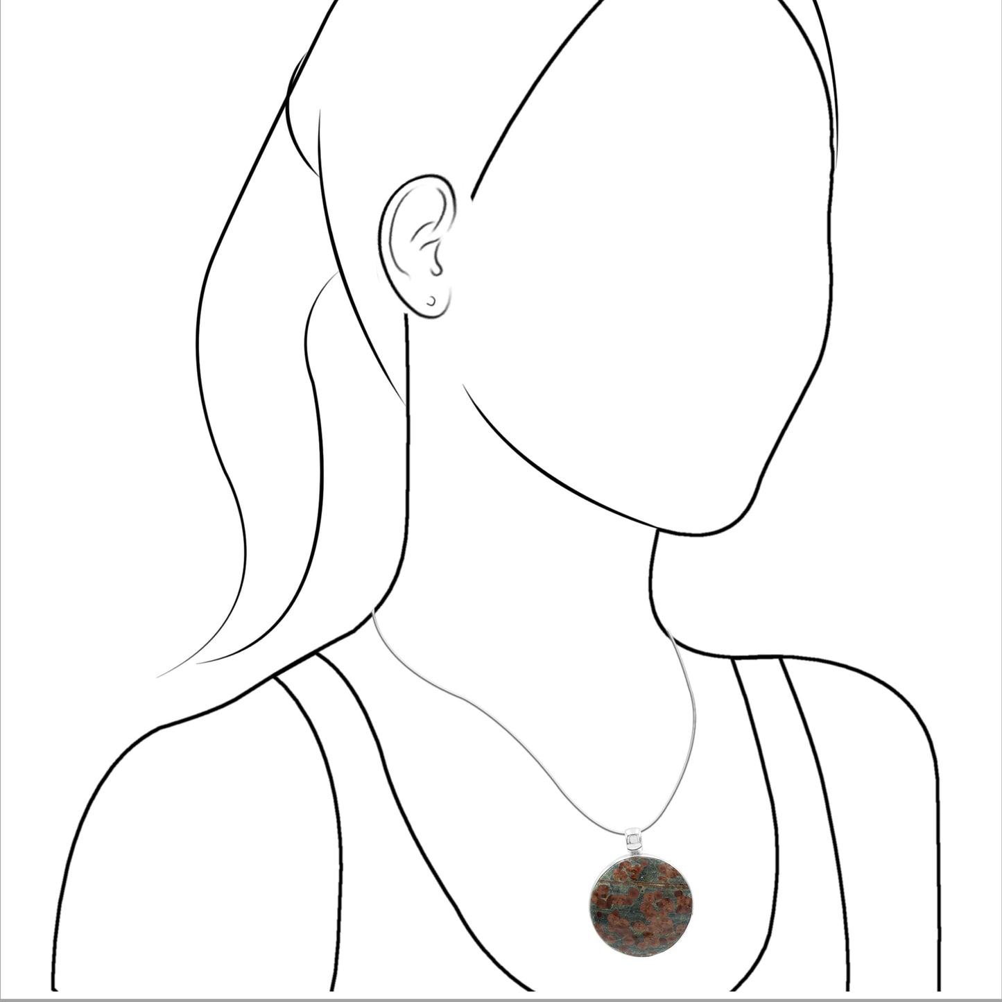 Starborn Red Planet Obsidian Round Pendant in Sterling Silver