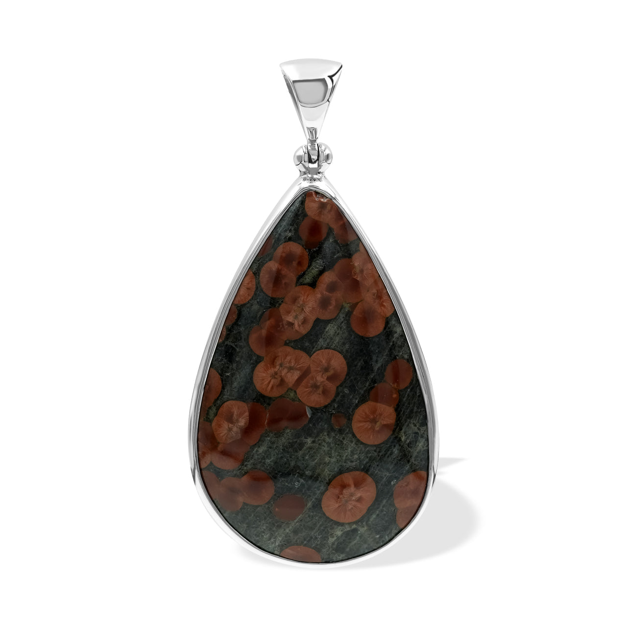 Starborn Red Planet Obsidian Pear-Shaped Pendant in Sterling Silver