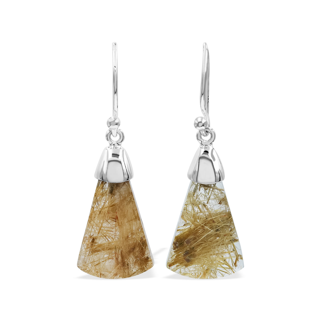Starborn Rutilated Quartz Dangle Earrings in Sterling Silver