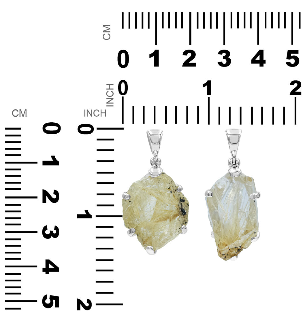 Starborn Rutilated Quartz Prong Set Pendant in Sterling Silver