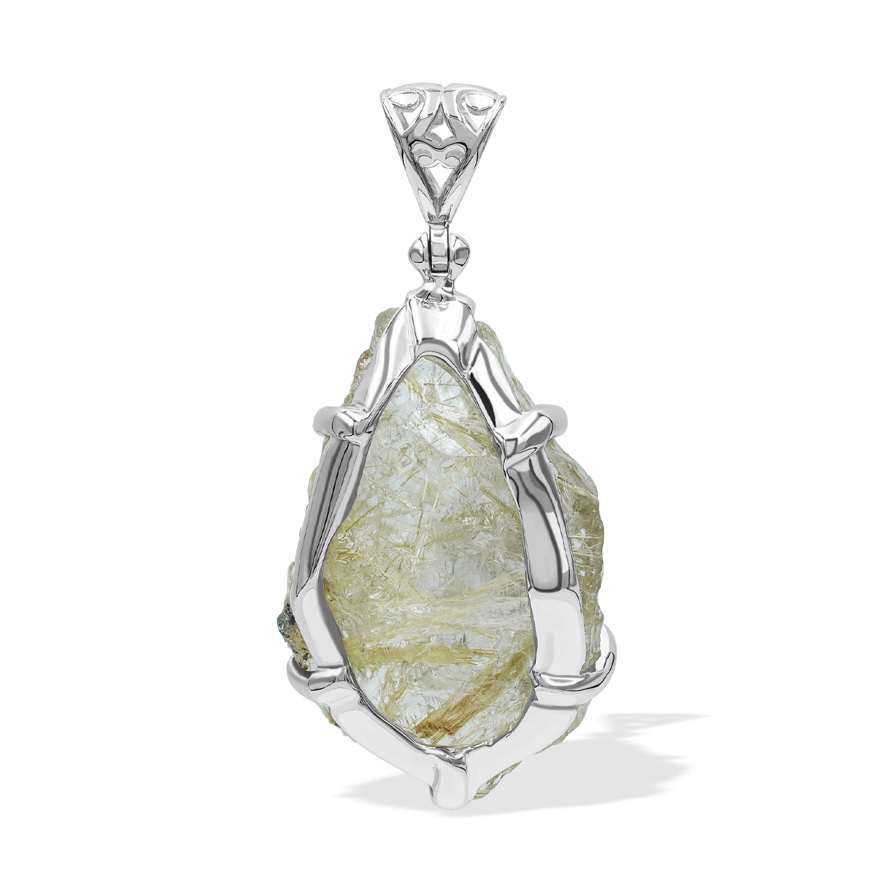 Starborn Rutilated Quartz Prong Set Pendant in Sterling Silver