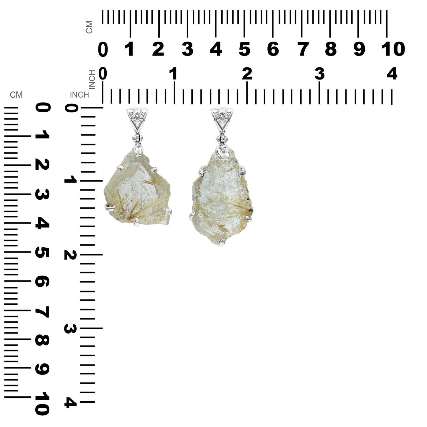 Starborn Rutilated Quartz Prong Set Pendant in Sterling Silver