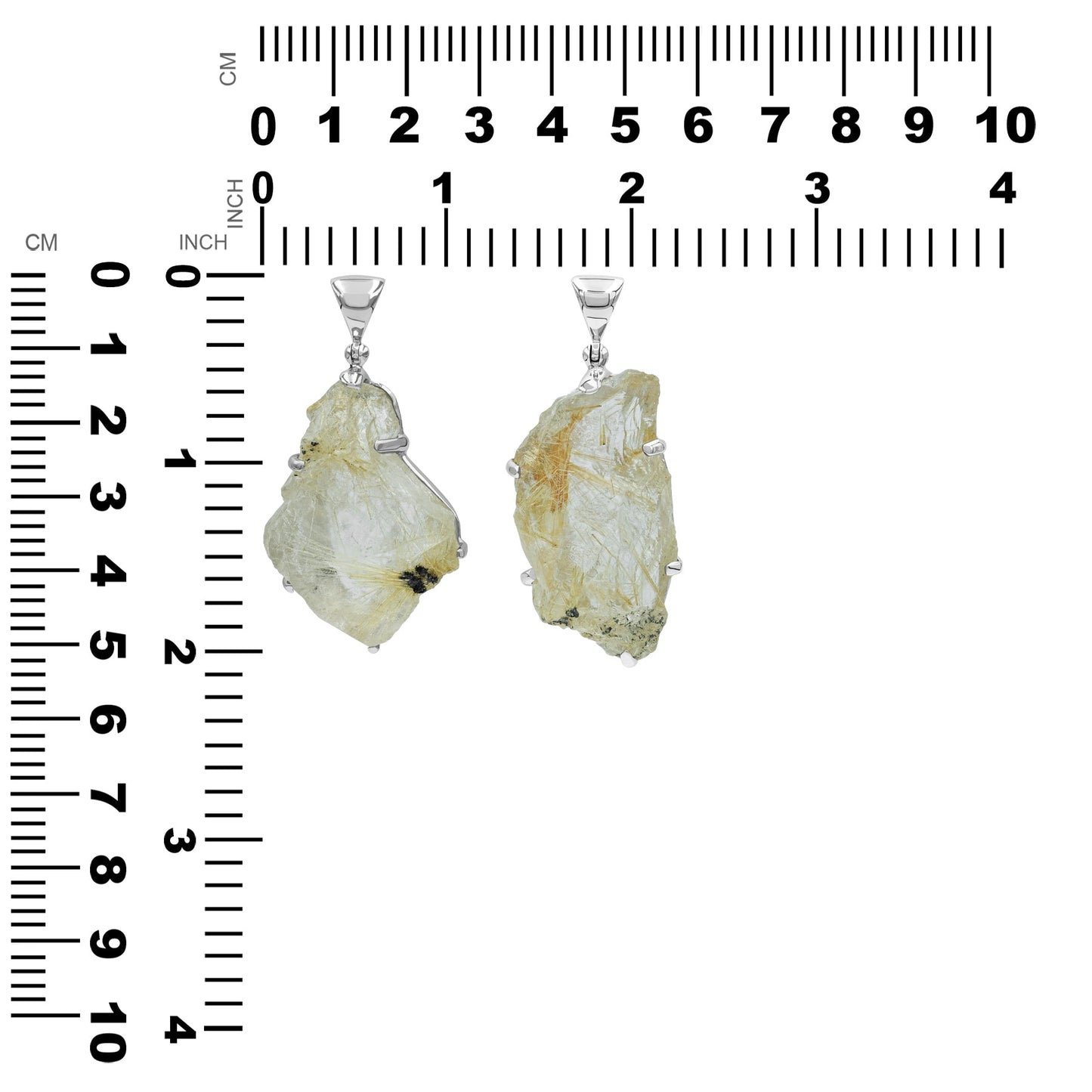 Starborn Rutilated Quartz Prong Set Pendant in Sterling Silver