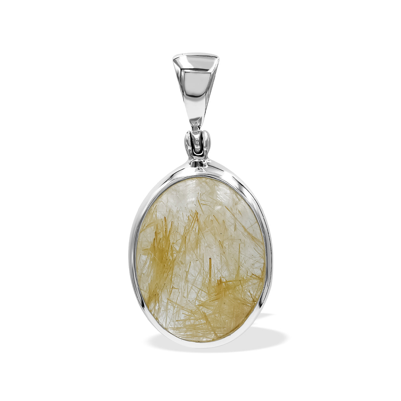 Starborn Rutilated Quartz Oval Pendant in Sterling Silver