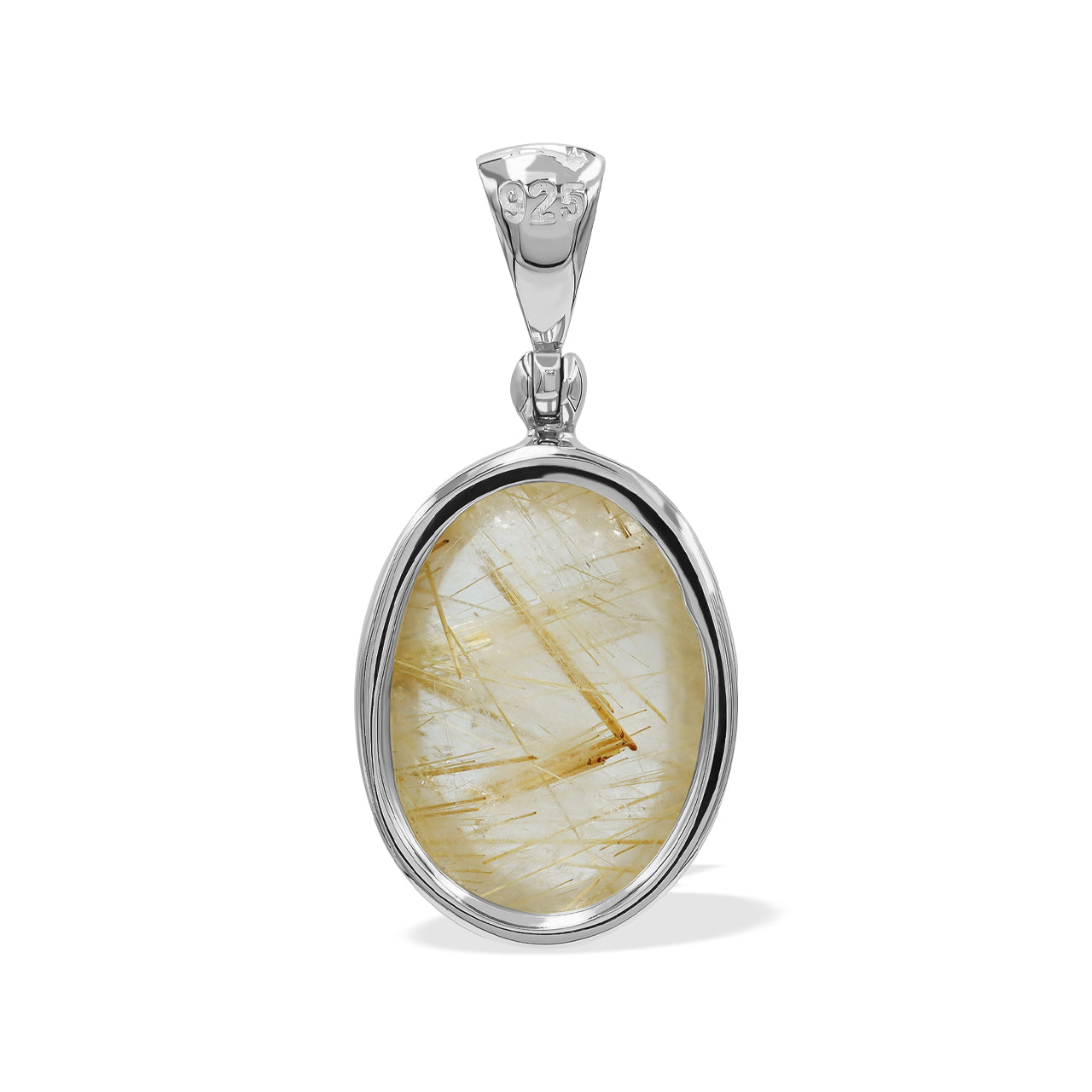 Starborn Rutilated Quartz Oval Pendant in Sterling Silver
