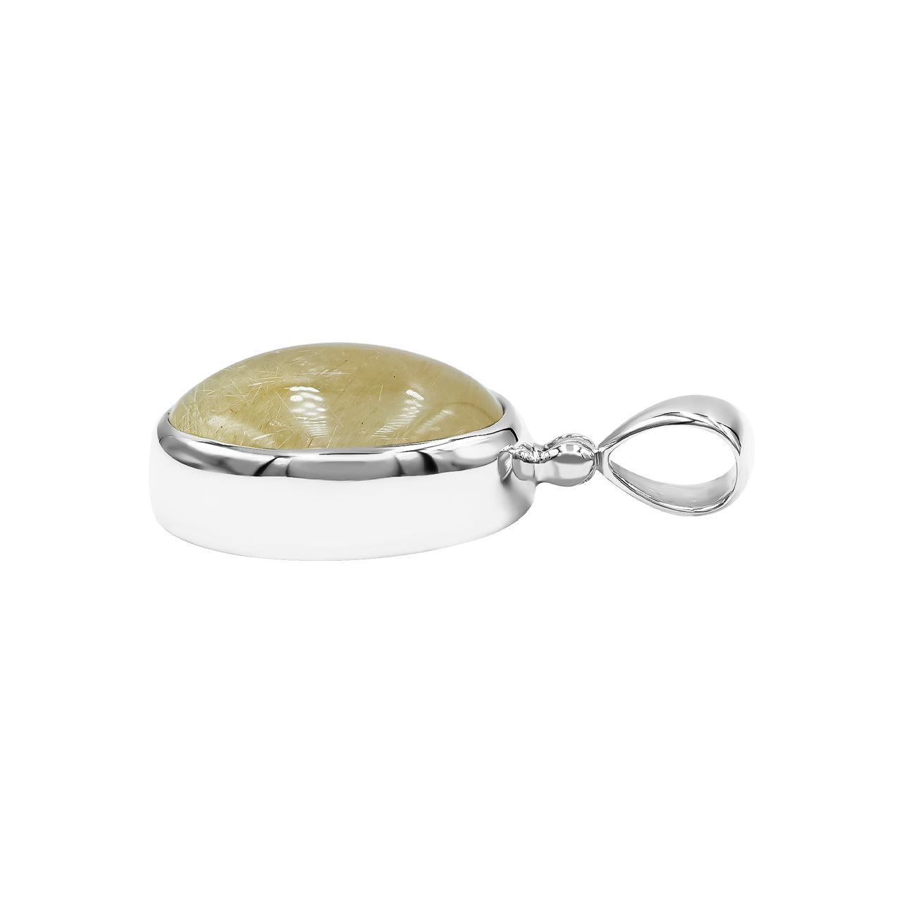 Starborn Rutilated Quartz Oval Pendant in Sterling Silver