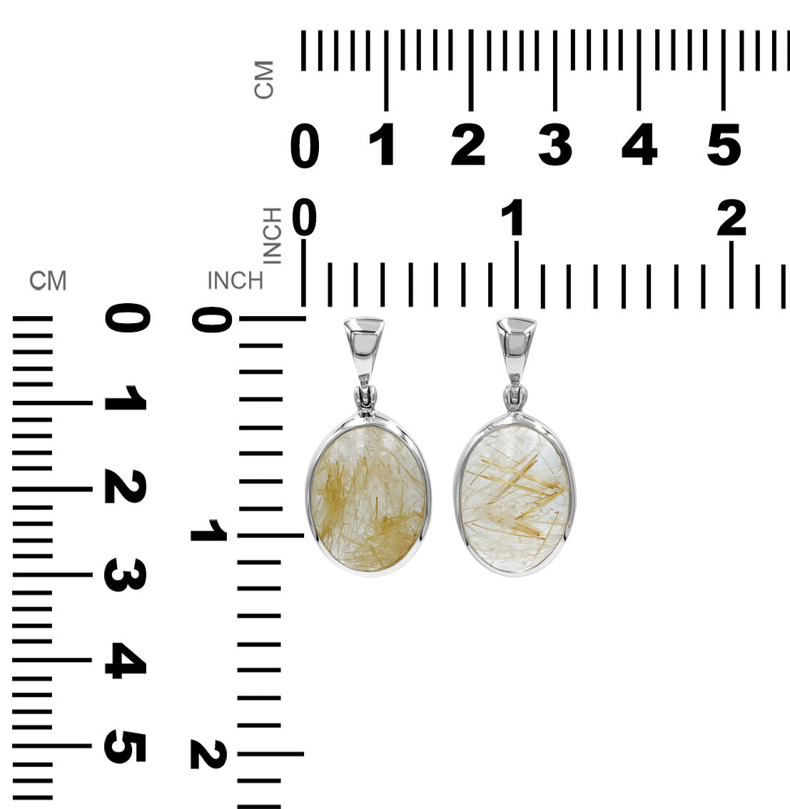 Starborn Rutilated Quartz Oval Pendant in Sterling Silver