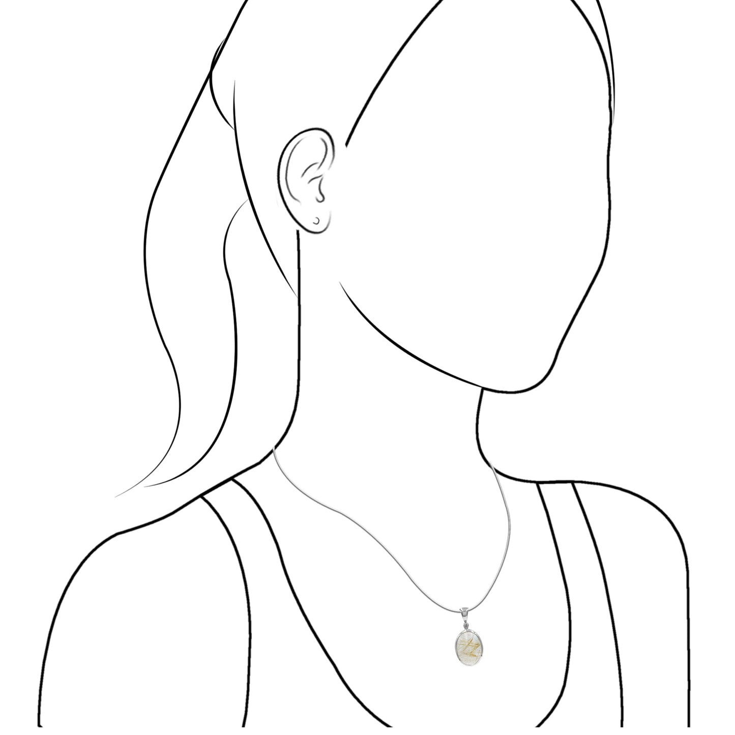 Starborn Rutilated Quartz Oval Pendant in Sterling Silver