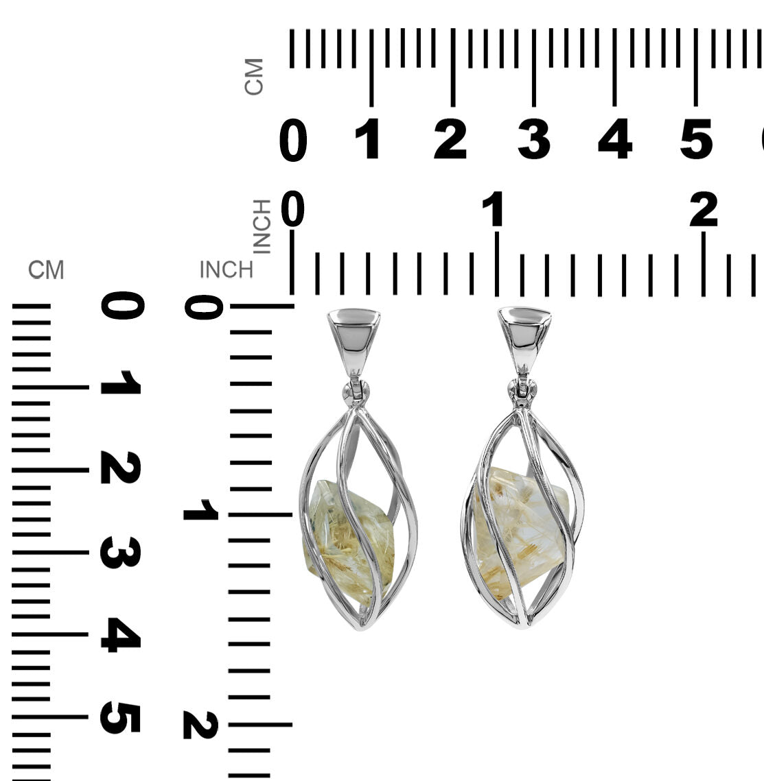 Starborn Rutilated Quartz Spiral Cage Pendant in Sterling Silver