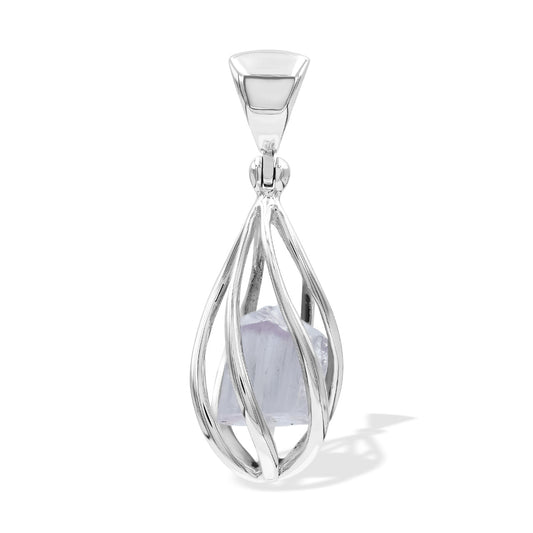 Starborn Purple Scapolite Spiral Caged Pendant in Sterling Silver