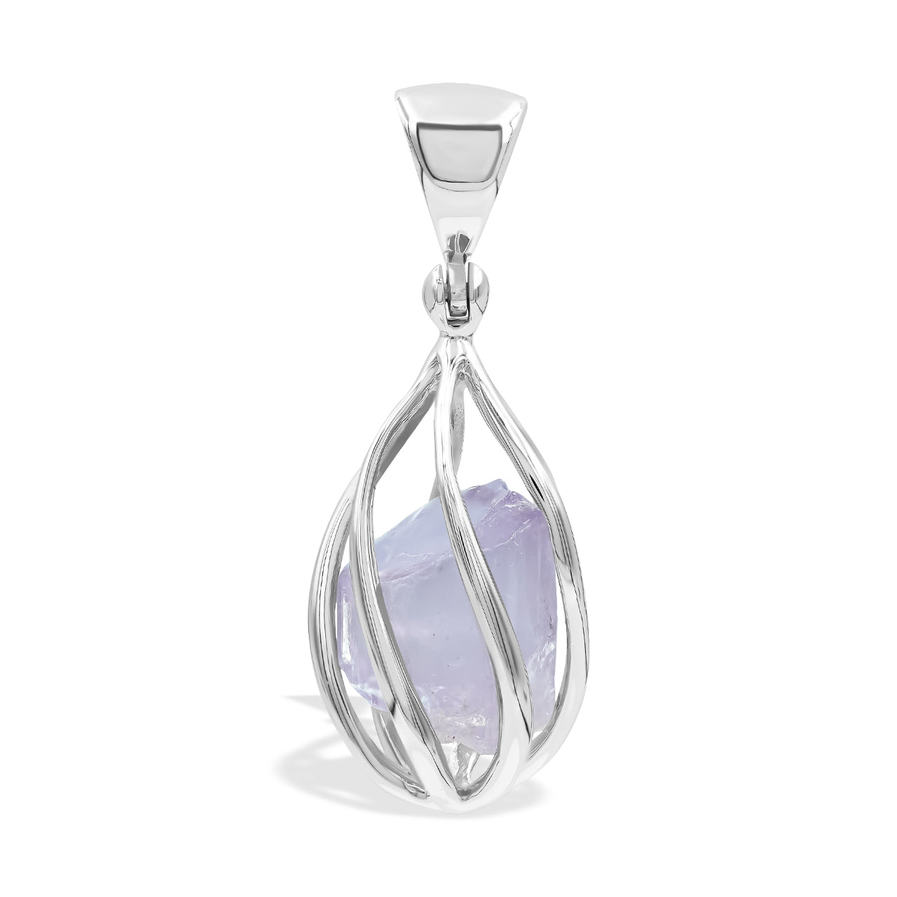 Starborn Purple Scapolite Spiral Caged Pendant in Sterling Silver