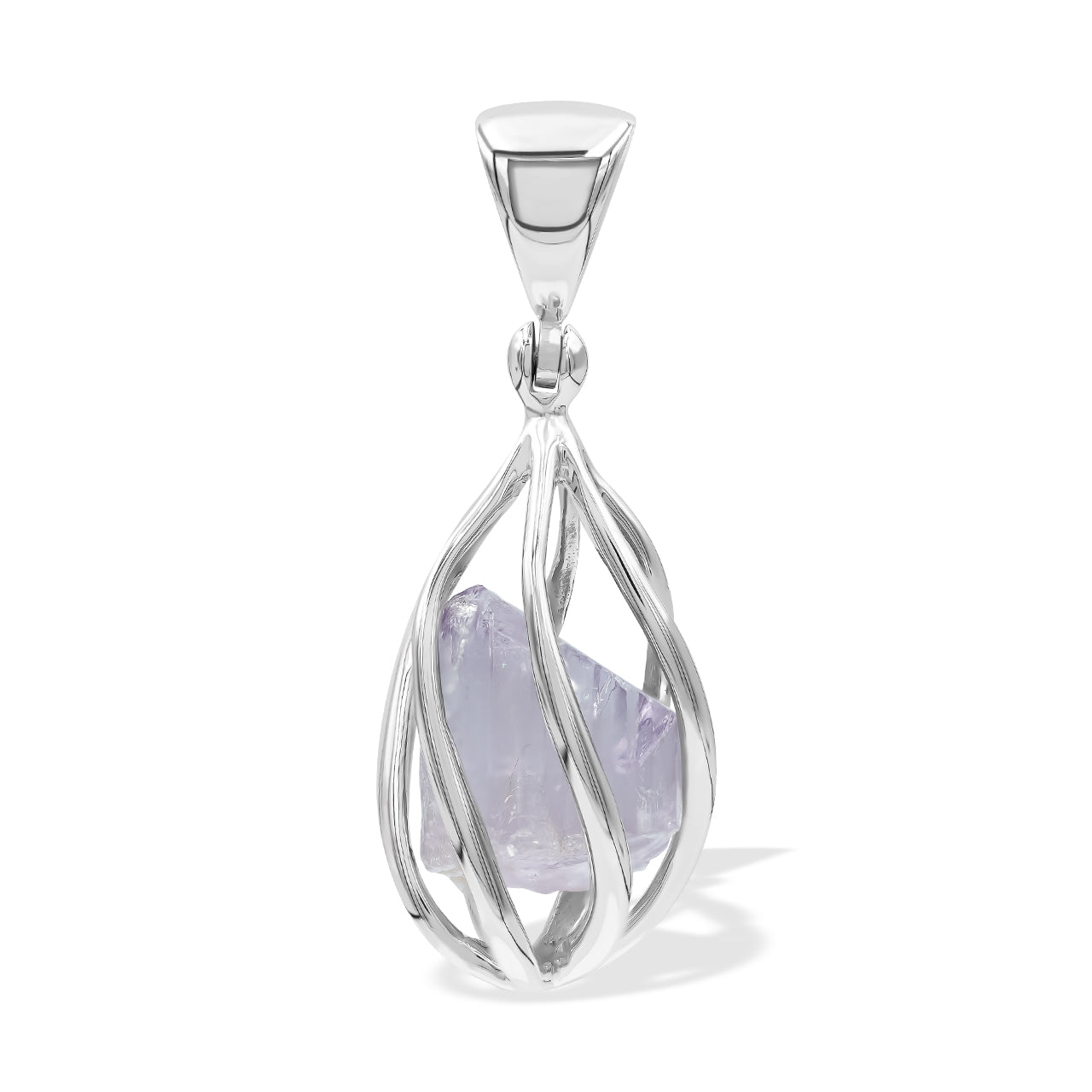 Starborn Purple Scapolite Spiral Caged Pendant in Sterling Silver