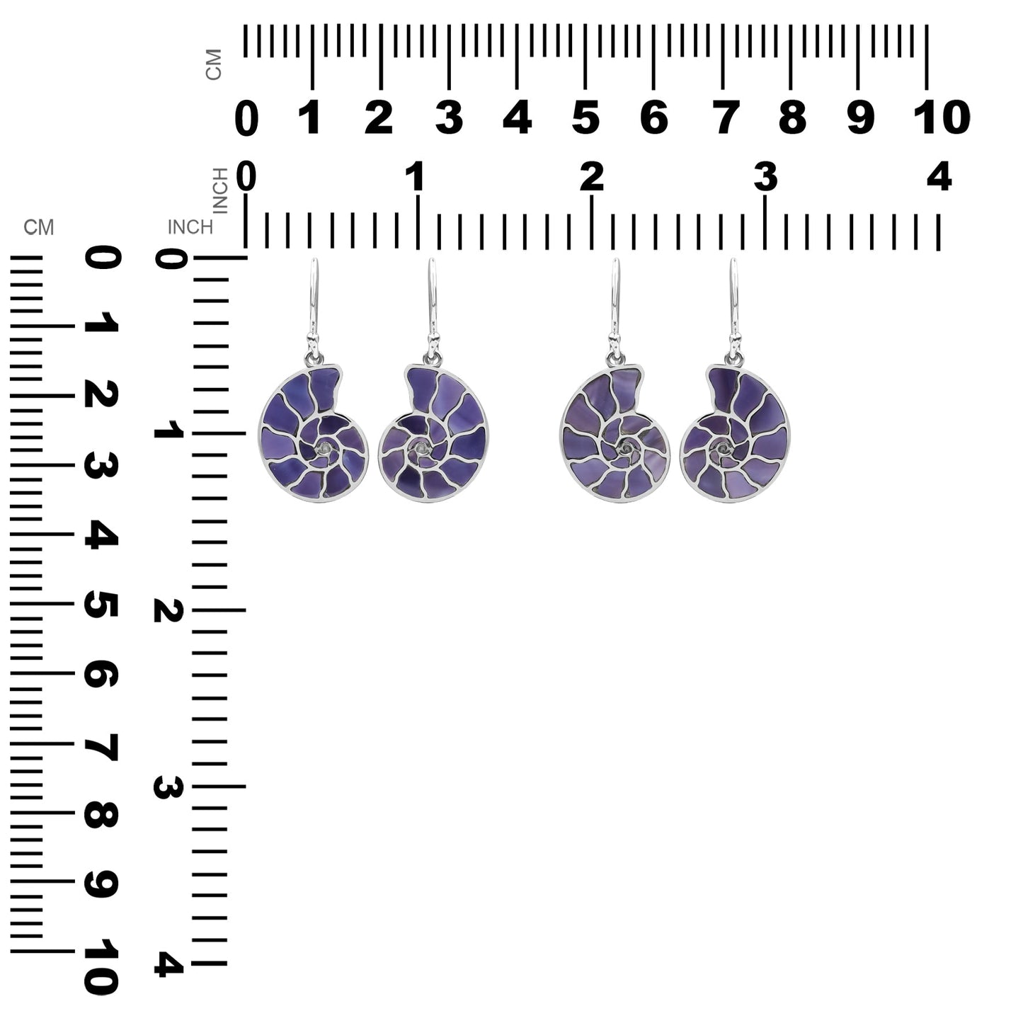 Starborn Nautilus Ammonite with Gemstones Inlay Earring in Sterling Silver - Large