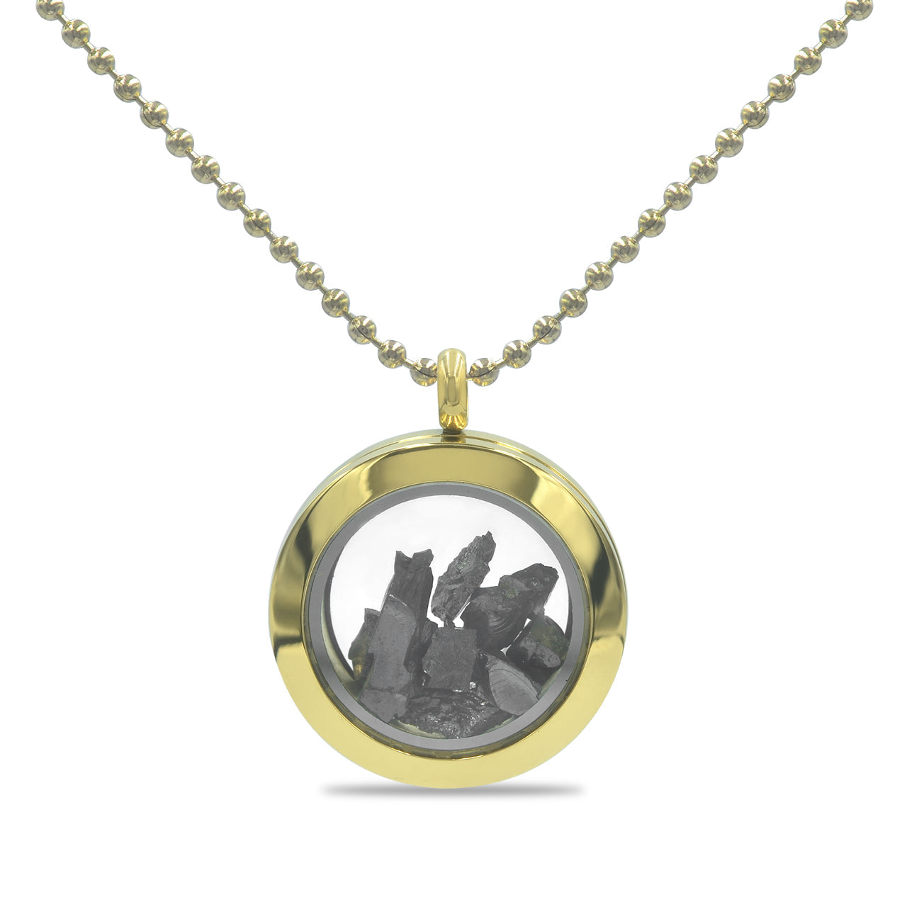 Starborn Elite Shungite Window Pendant Necklace in Gold-Plated Stainless Steel