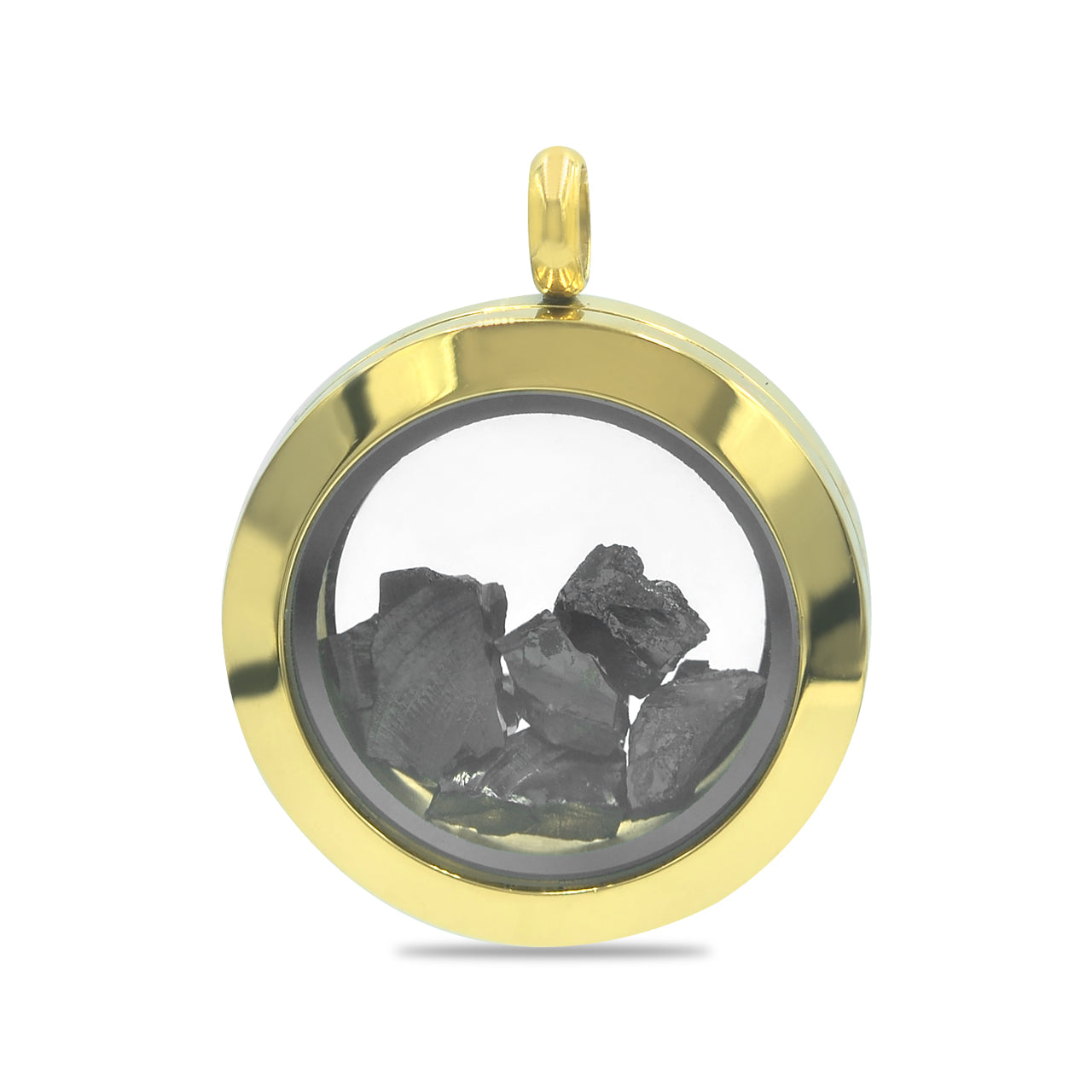 Starborn Elite Shungite Window Pendant Necklace in Gold-Plated Stainless Steel