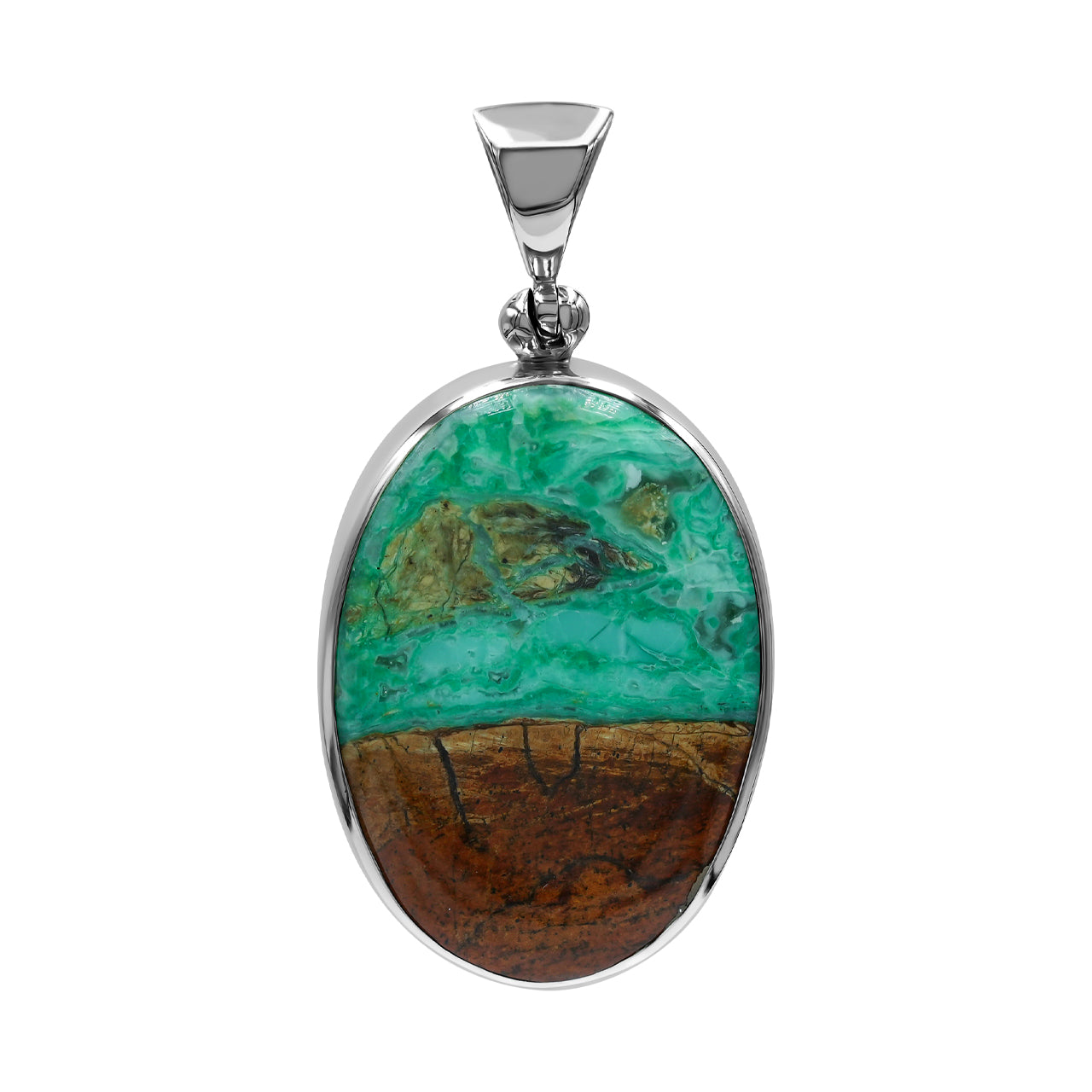 Starborn Smithsonite Oval Pendant in Fine Sterling Silver