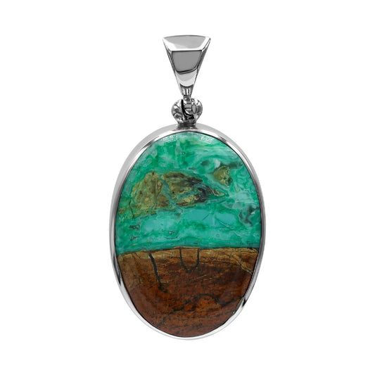 Starborn Smithsonite Oval Pendant in Fine Sterling Silver