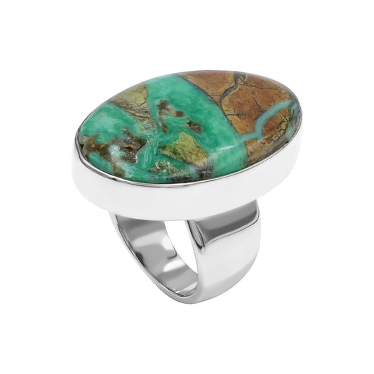 Starborn Smithsonite Oval Ring in Fine Sterling Silver