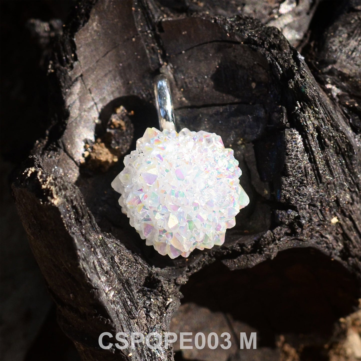 Starborn Spirit Quartz Drusy Loop Bale Pendant in Sterling Silver