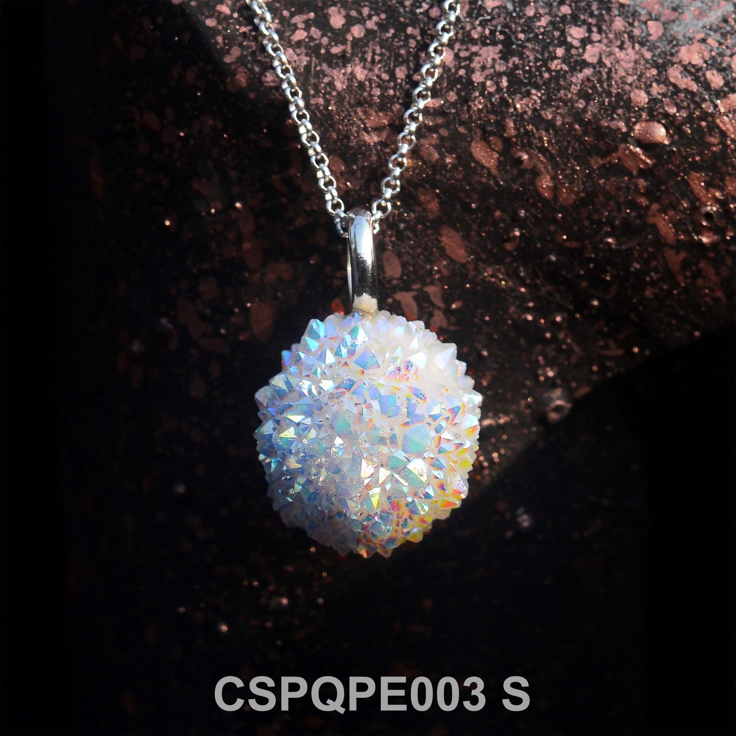 Starborn Spirit Quartz Drusy Loop Bale Pendant in Sterling Silver