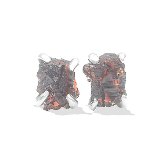Starborn Spessartite Garnet Crystal Post Earring in Sterling Silver