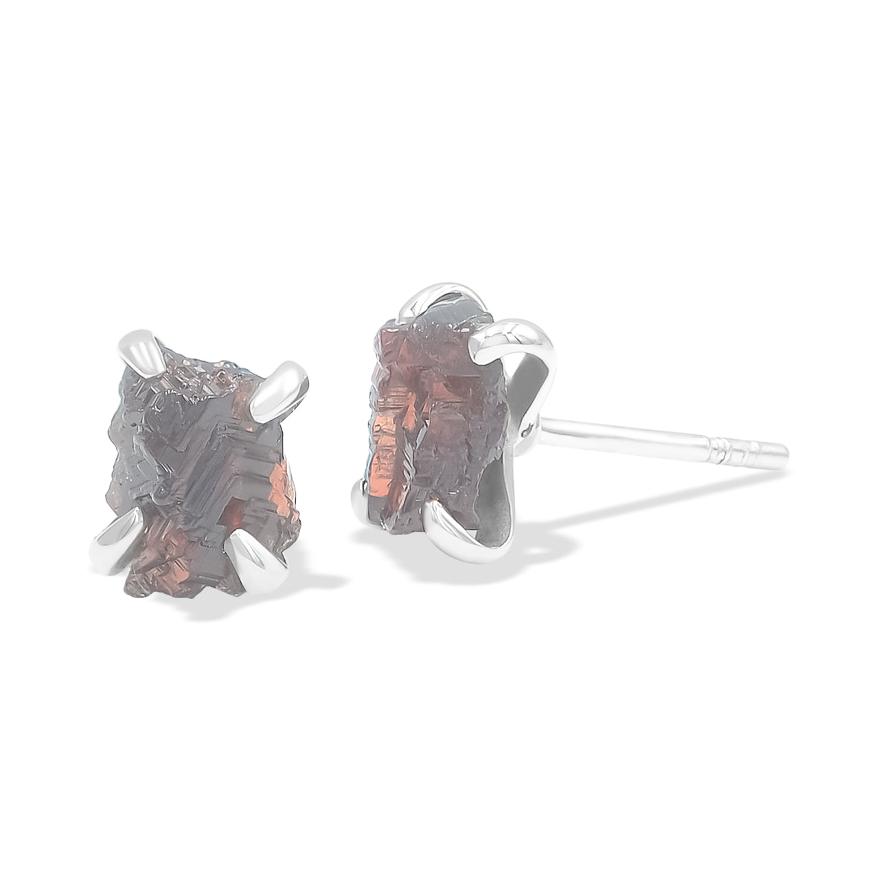 Starborn Spessartite Garnet Crystal Post Earring in Sterling Silver