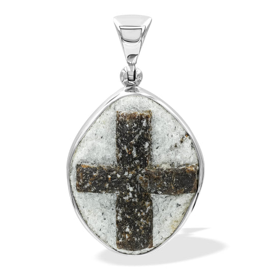 Starborn Staurolite Cross Pendant in Sterling Silver