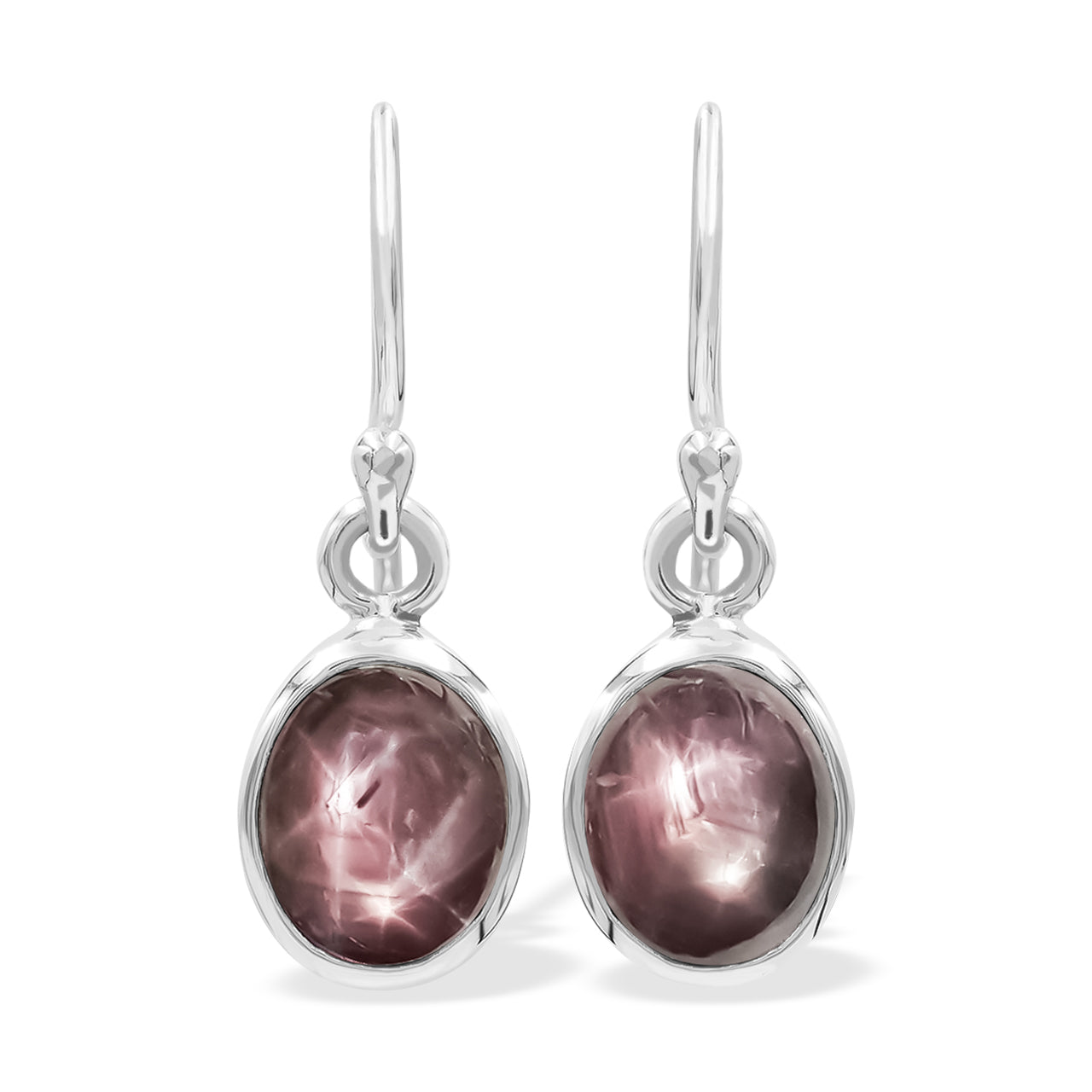 Starborn Star Ruby Oval Shaped Dangle Earring in Sterling Silver