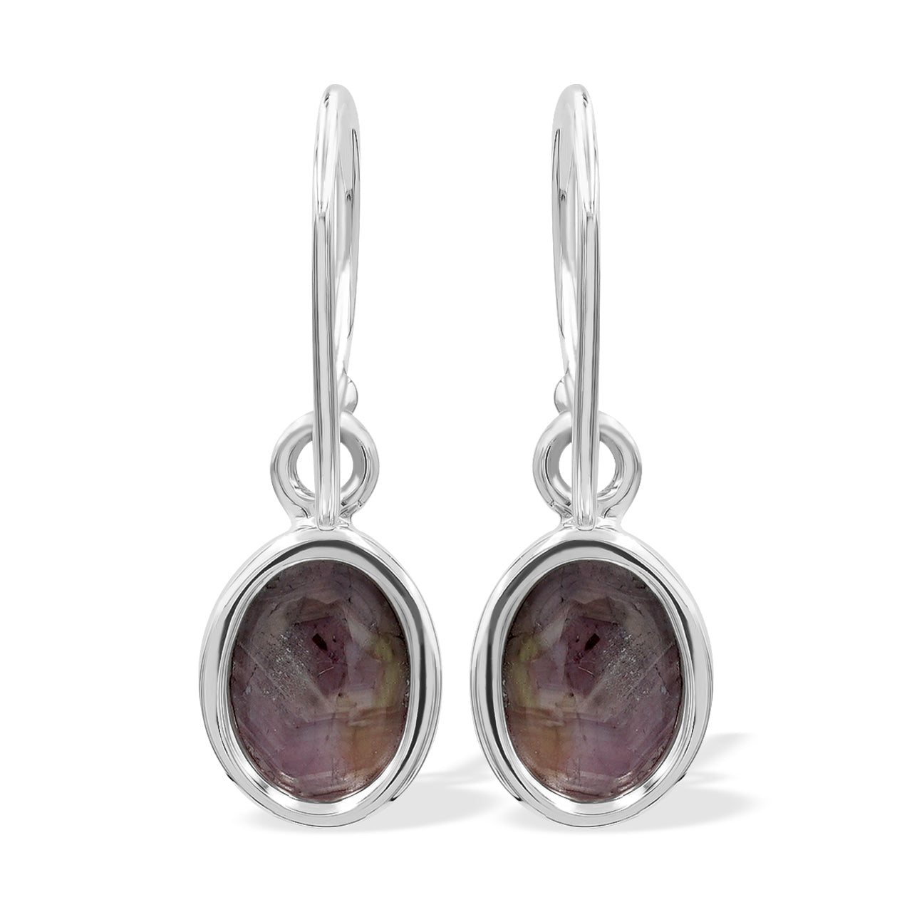 Starborn Star Ruby Oval Shaped Dangle Earring in Sterling Silver