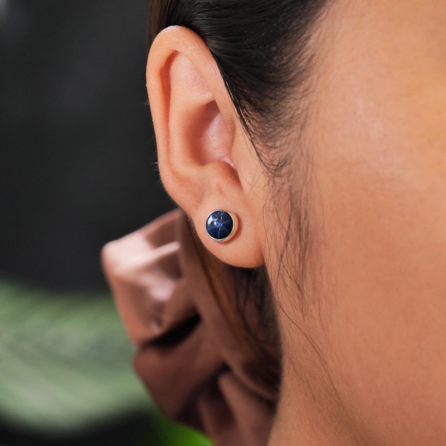 Starborn Star Sapphire Post Style Earring in Sterling Silver