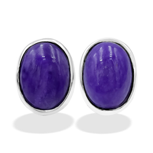 Starborn Sugilite Oval 8mm Post Style Earrings in Sterling Silver
