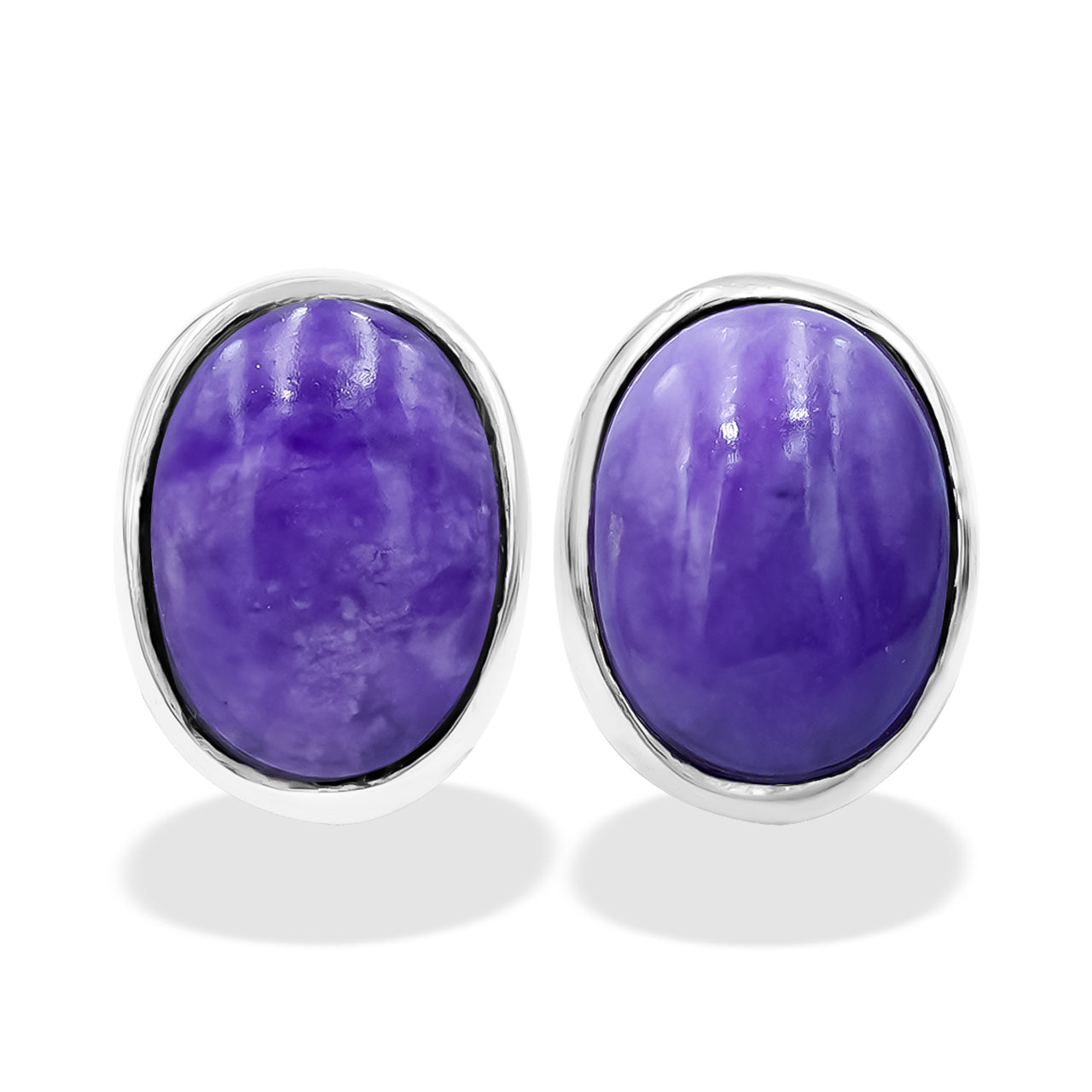 Starborn Sugilite Oval 8mm Post Style Earrings in Sterling Silver