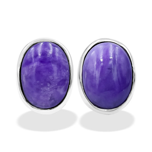Starborn Sugilite Oval 8mm Post Style Earrings in Sterling Silver